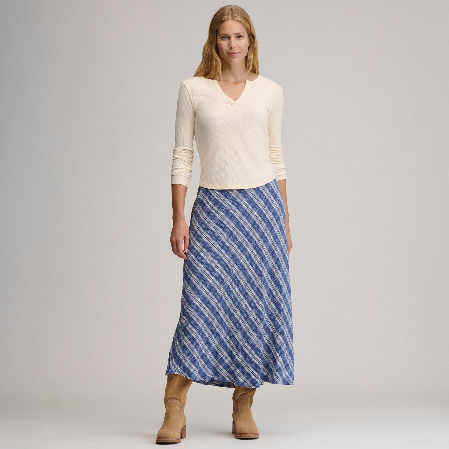 Plaid Midi Skirt-Wave-4