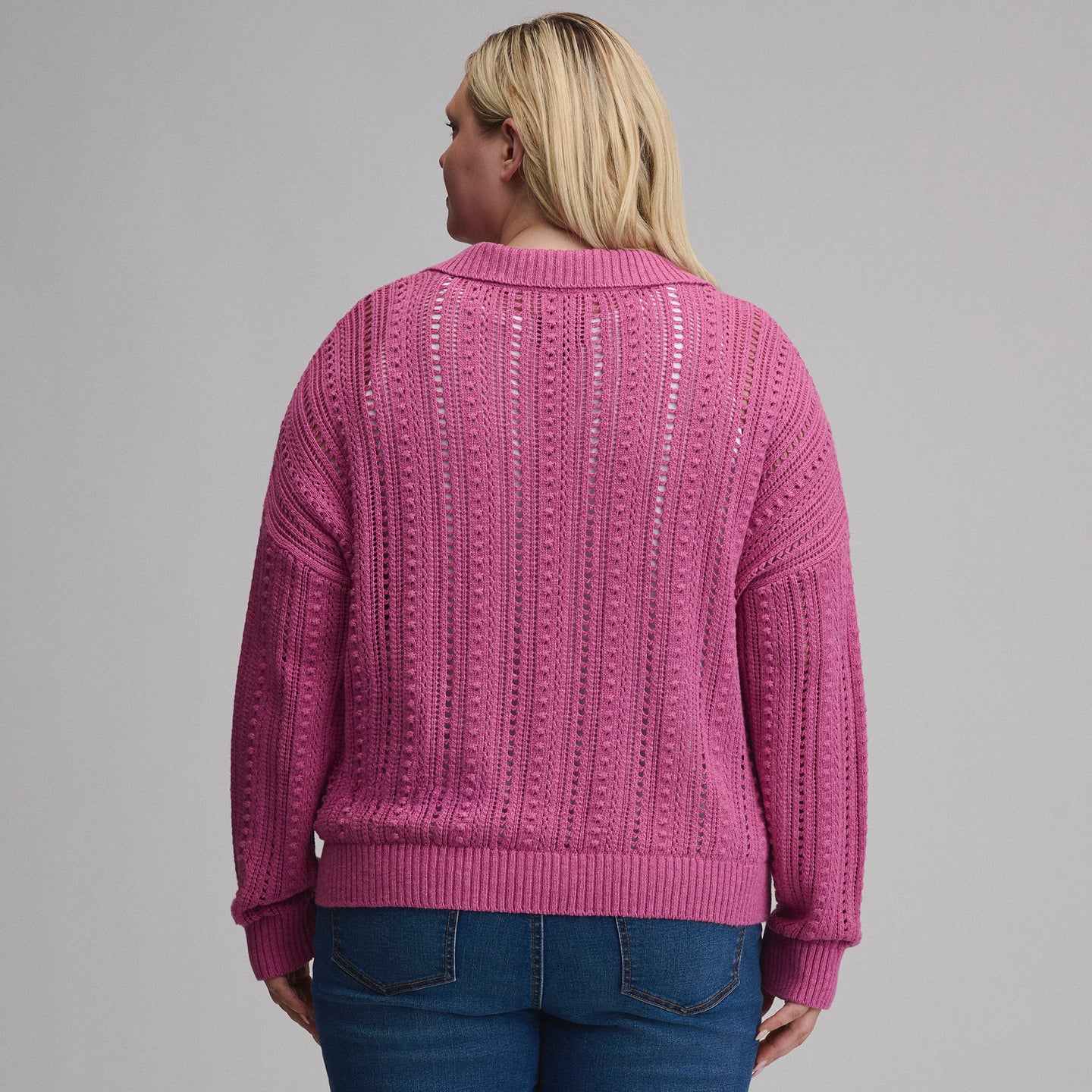 Women's Long-Sleeve Slub Johnny Collar Sweater-Dusty Rose-2