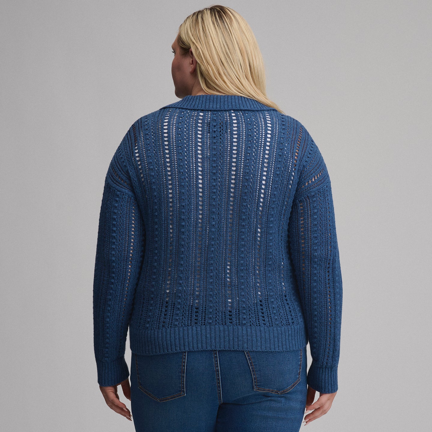 Women's Long-Sleeve Slub Johnny Collar Sweater-Dusk-6