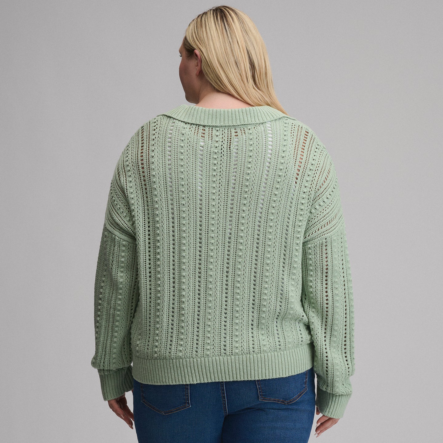 Women's Long-Sleeve Slub Johnny Collar Sweater-Limestone-10