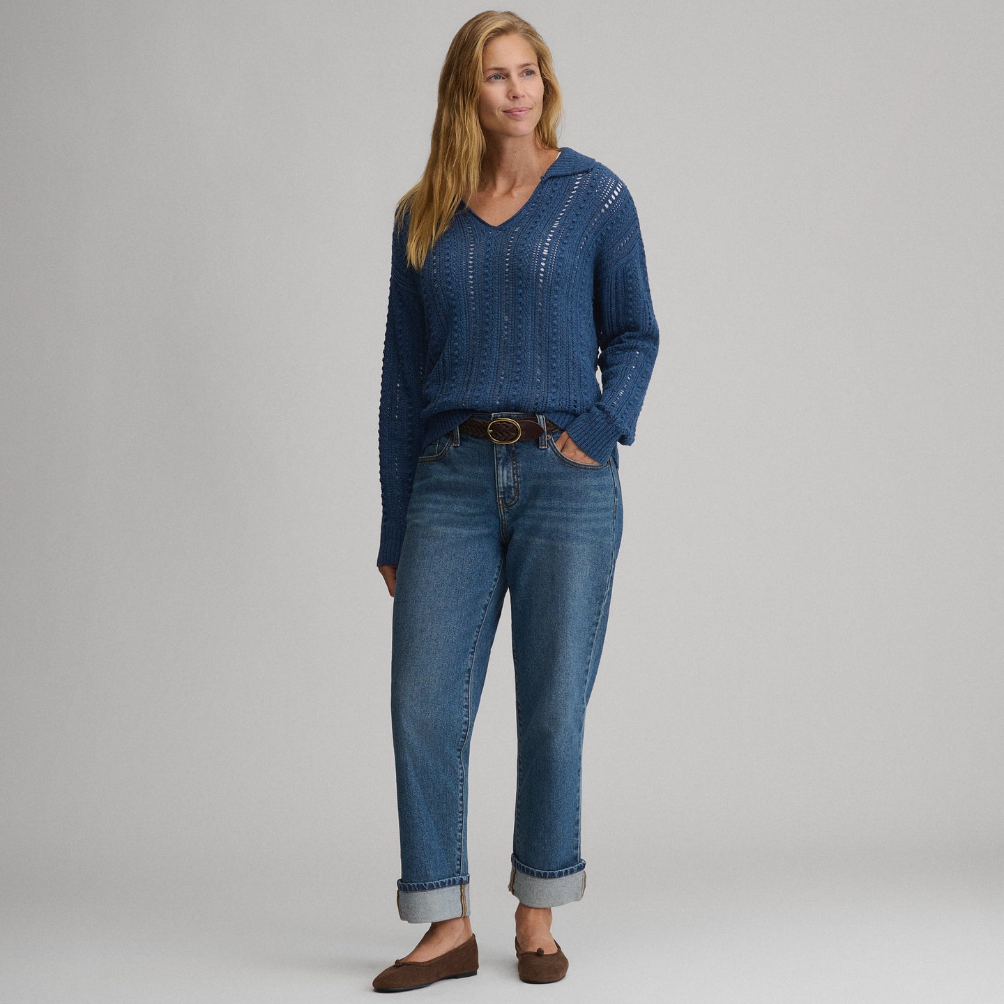 LS Slub Johnny Collar Sweater-Dusk-4