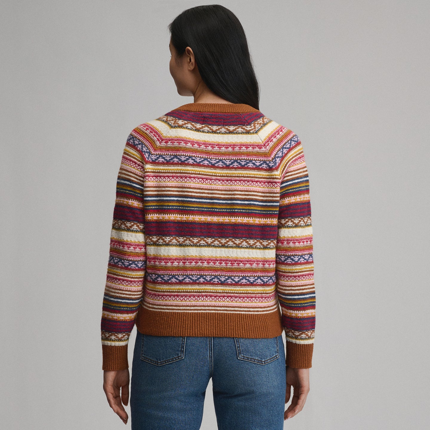 Women's Signature Cardigan Sweater - Stripe-Rust Heather-2