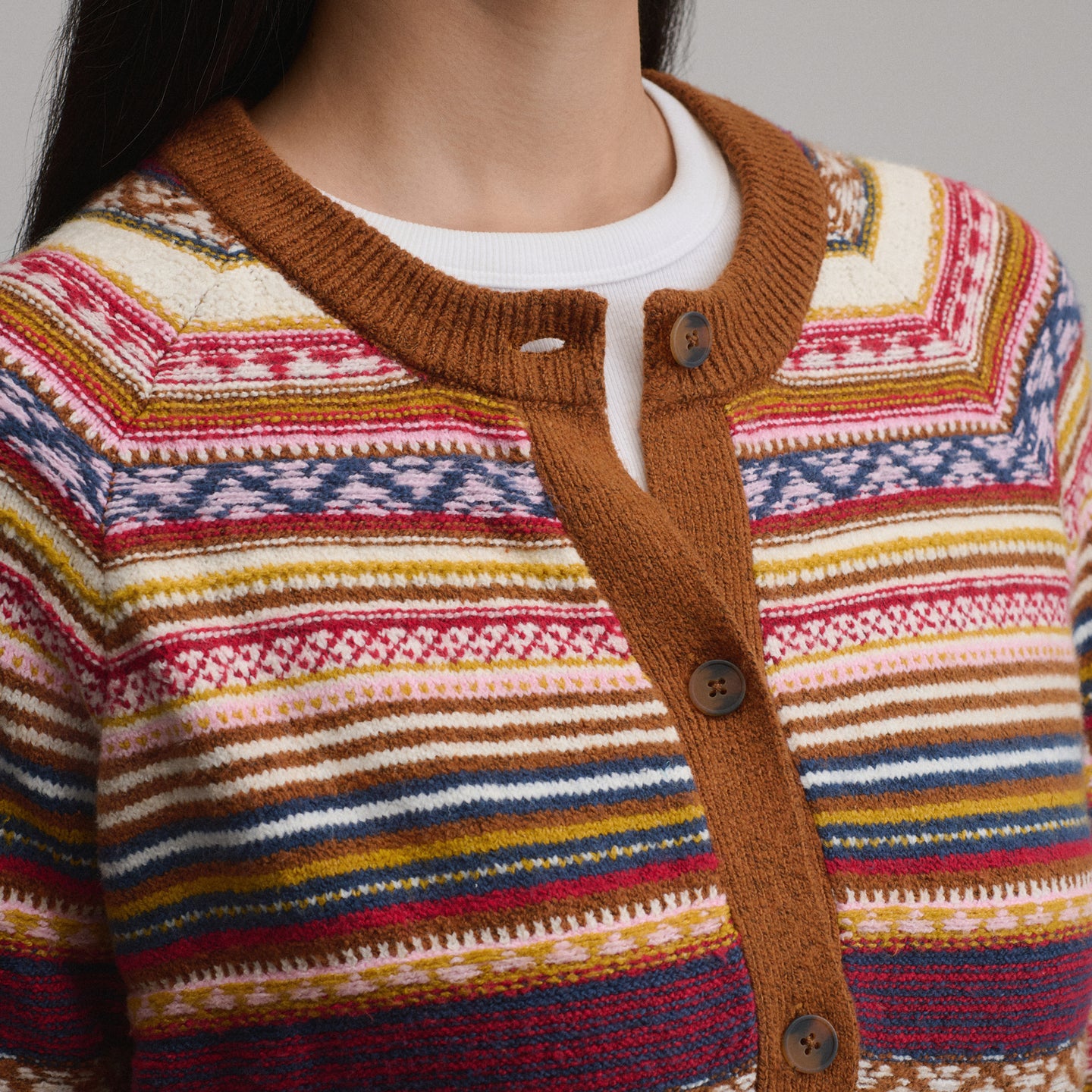 Women's Signature Cardigan Sweater - Stripe-Rust Heather-3