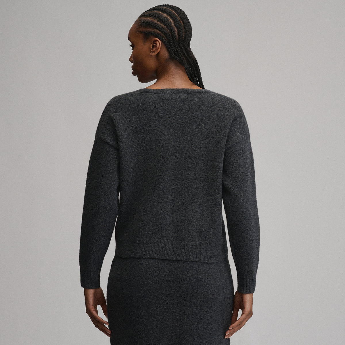 Women's V-Neck Sweater-Charcoal Heather-2