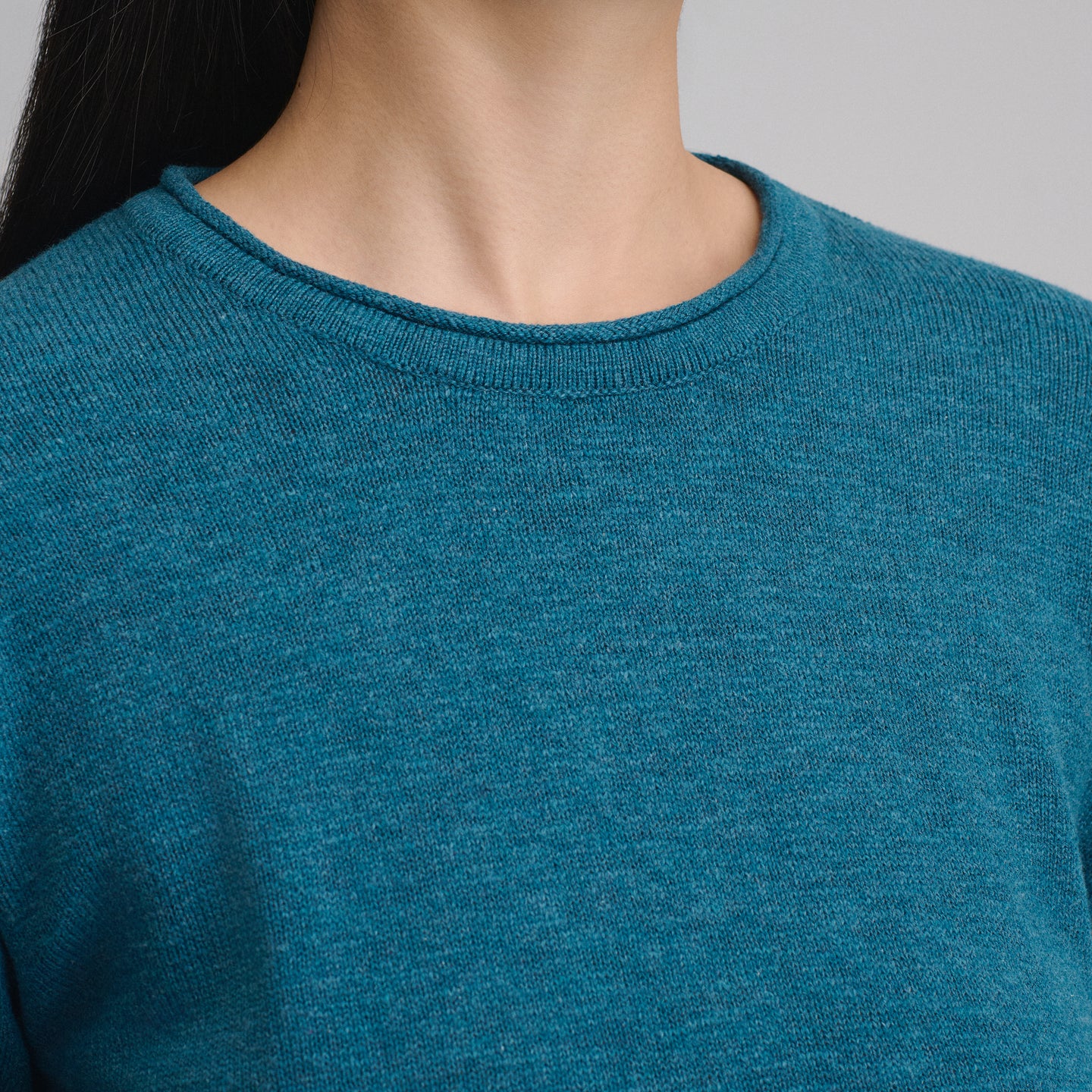 Cotton Slub Crew Sweater-Meridian Blue-3