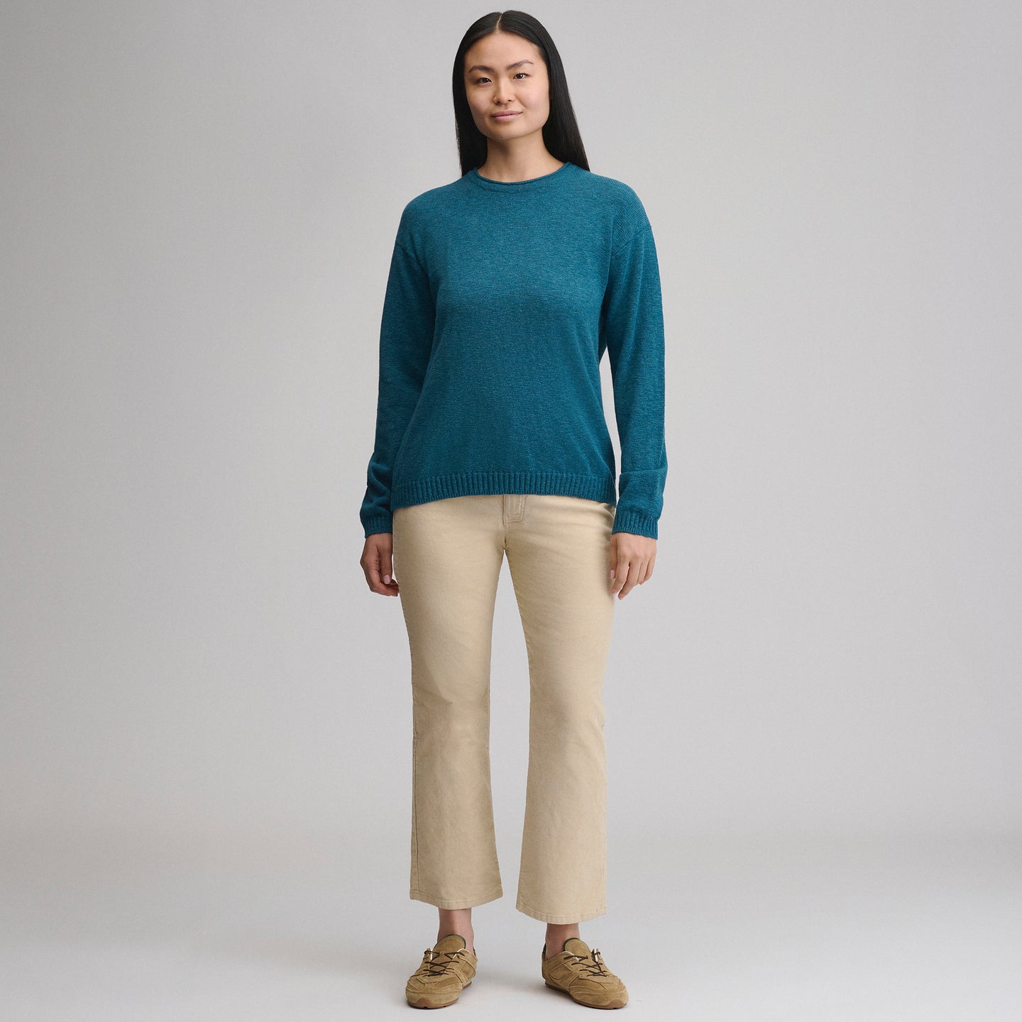 Cotton Slub Crew Sweater-Meridian Blue-4
