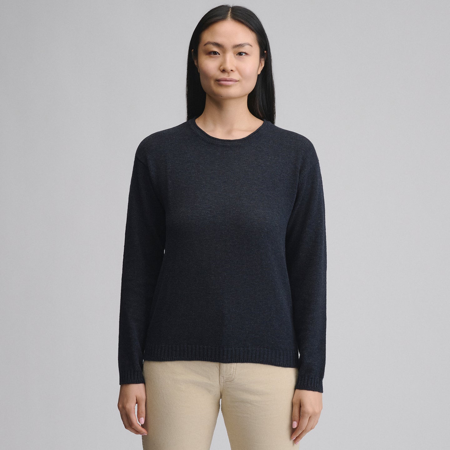 Cotton Slub Crew Sweater-Black-5