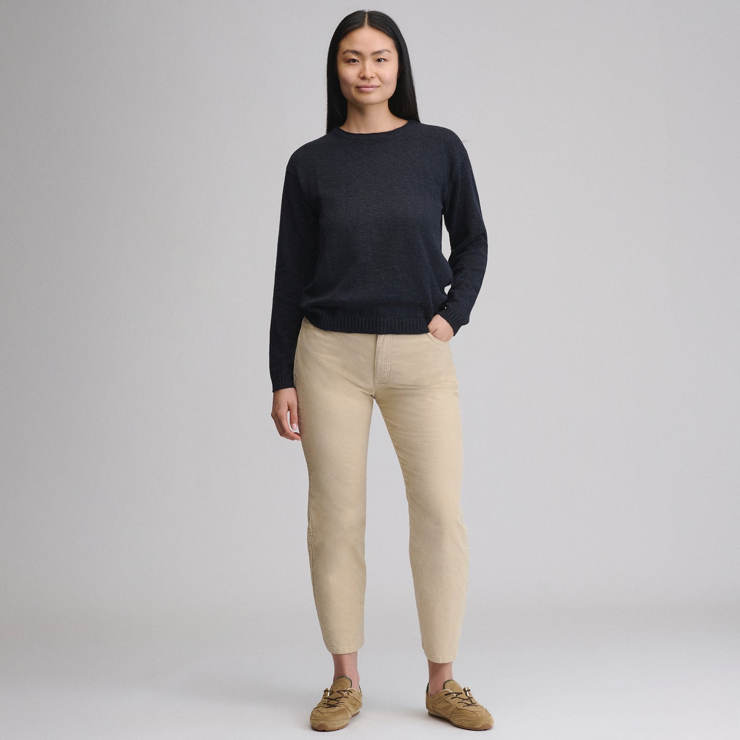 Cotton Slub Crew Sweater-Black-8