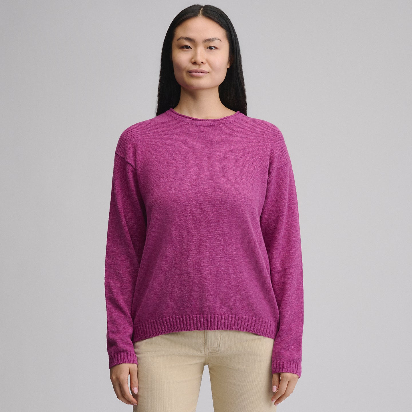 Cotton Slub Crew Sweater-Dusty Rose-9