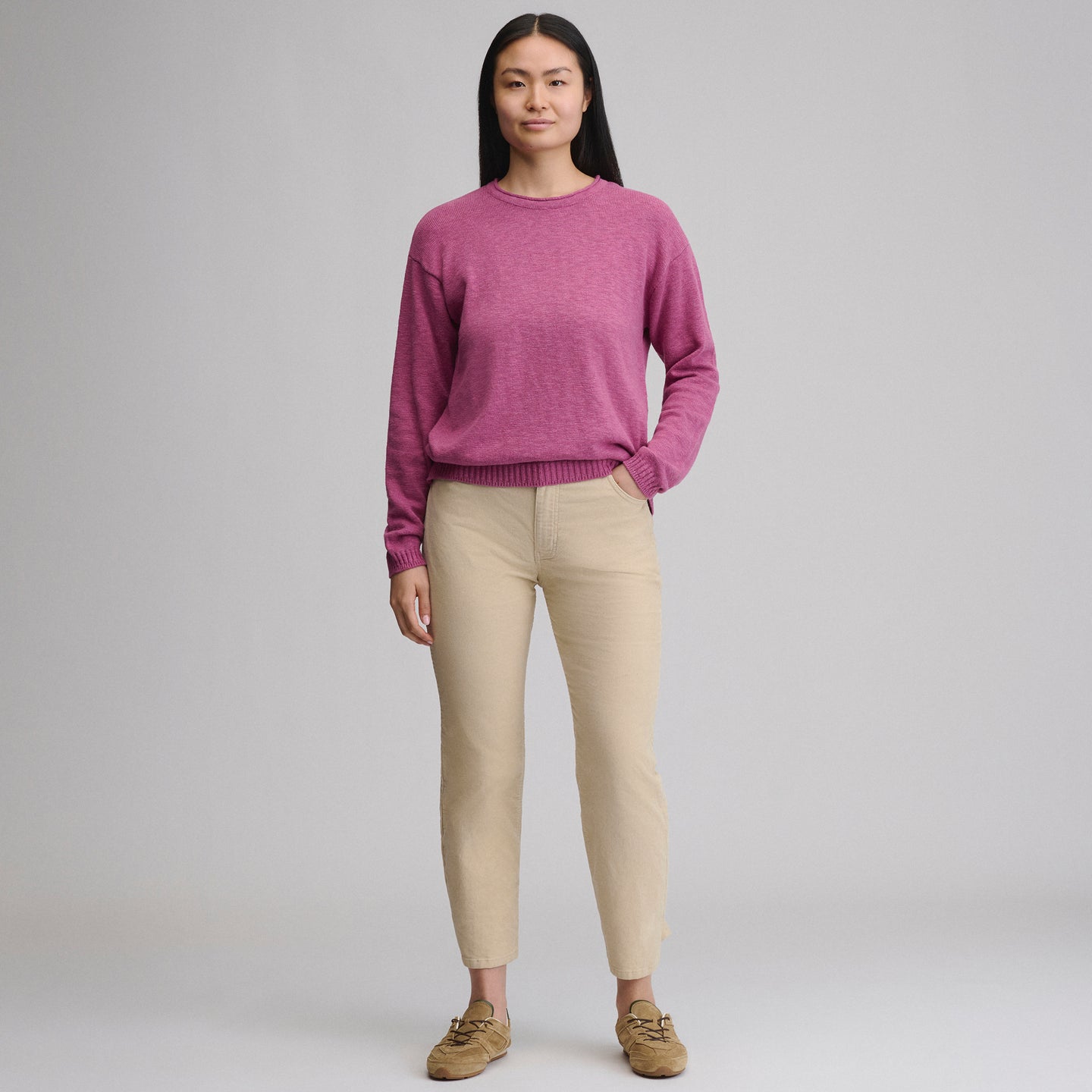 Cotton Slub Crew Sweater-Hibiscus-17