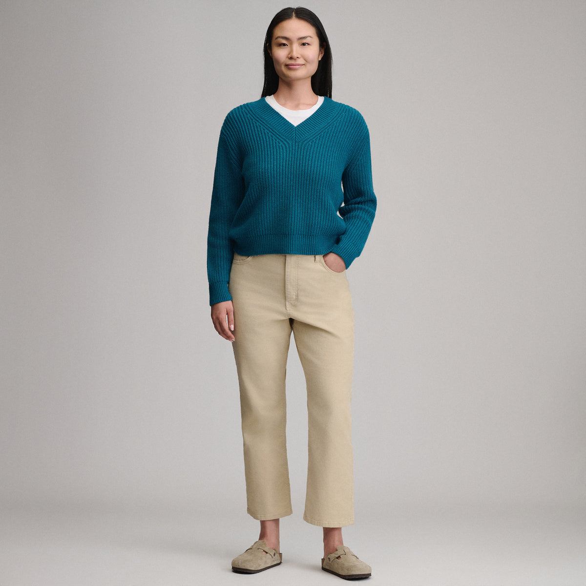 Women's Everloft V-Neck Sweater-Meridian Blue-4