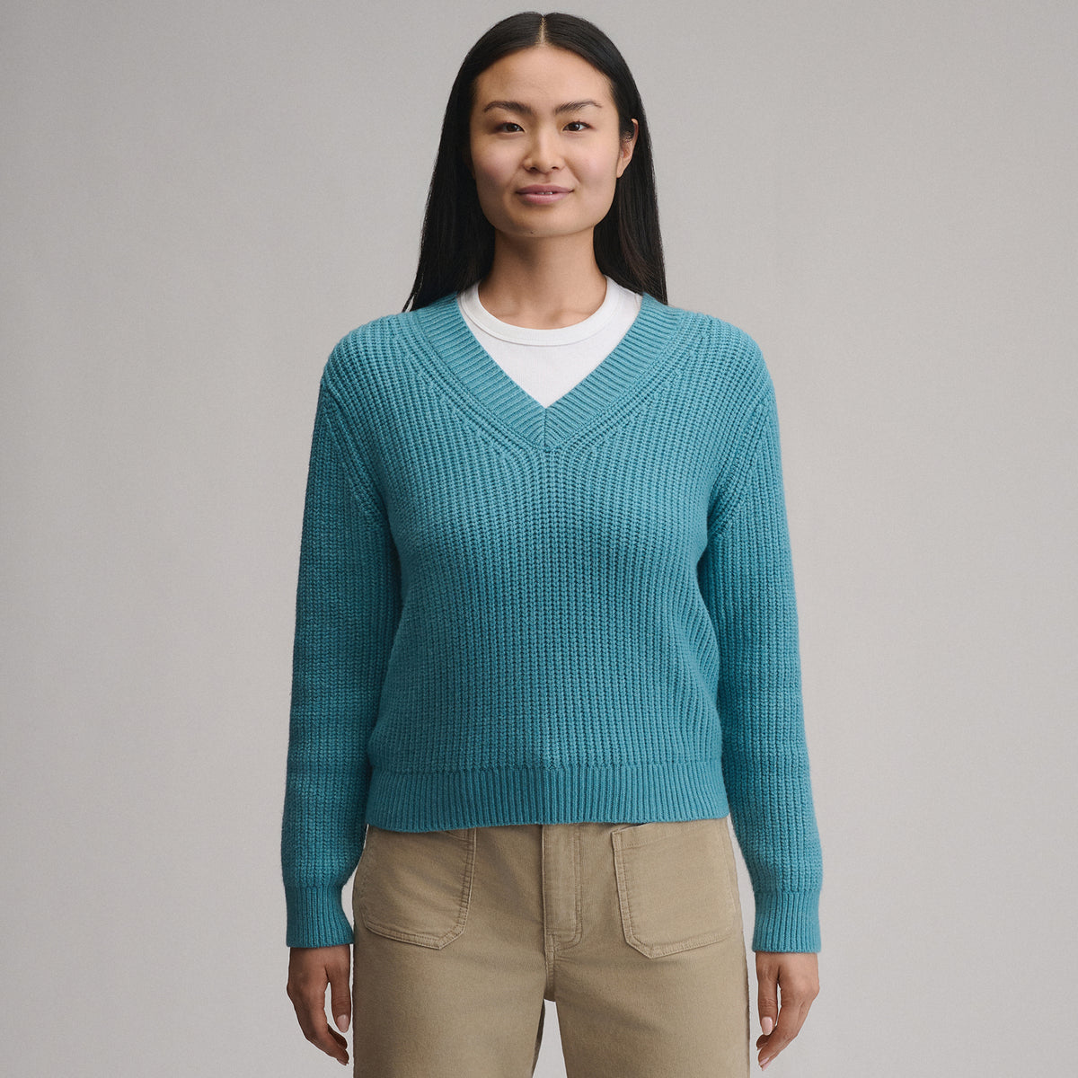 Women's Everloft V-Neck Sweater-Sea Spray-1