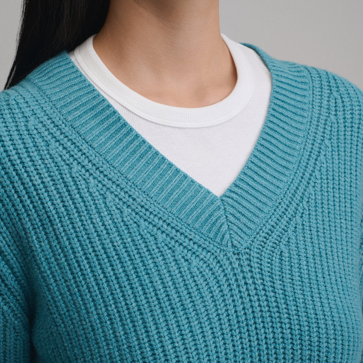 Women's Everloft V-Neck Sweater-Sea Spray-3