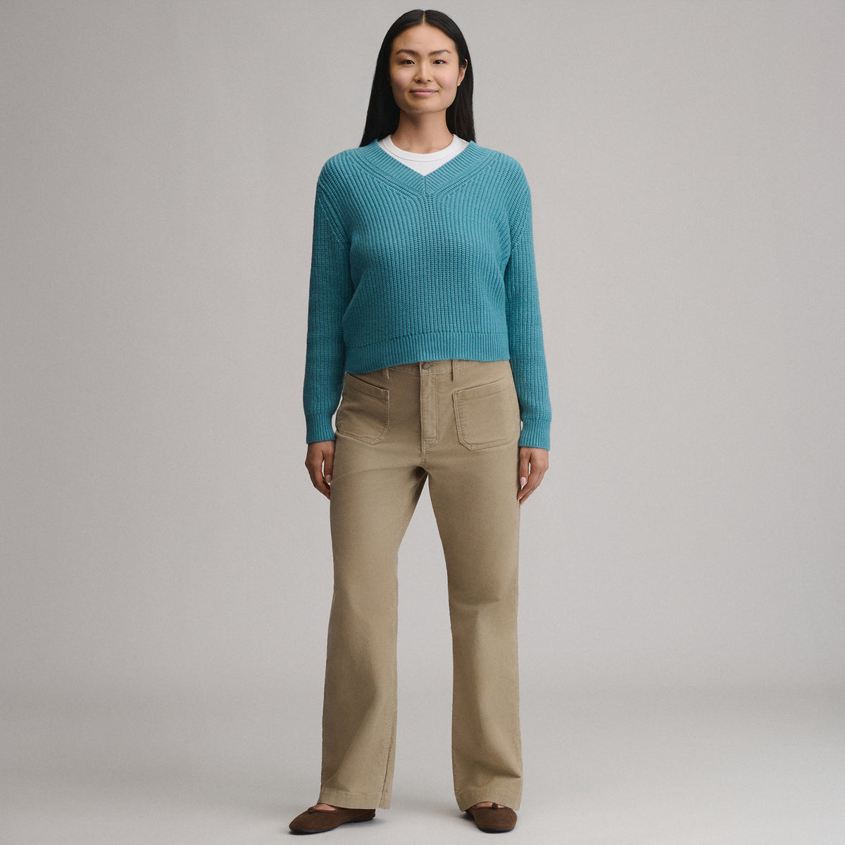 Women's Everloft V-Neck Sweater-Sea Spray-4