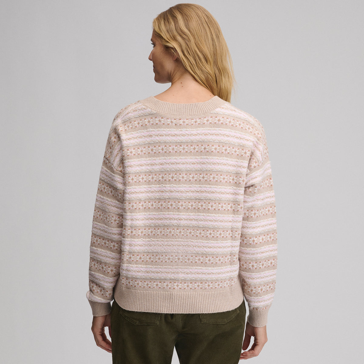 Signature Vneck Sweater Pattern-Rattan Heather-6