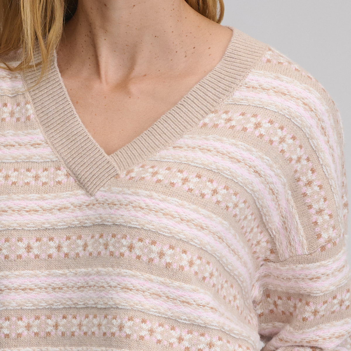 Signature Vneck Sweater Pattern-Rattan Heather-7