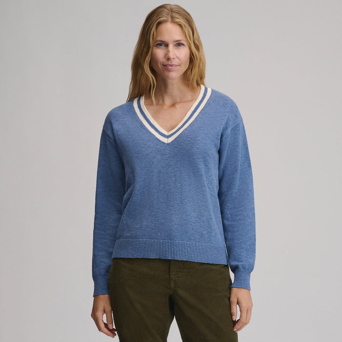 Women's Everyday V-Neck Sweater - Tipped Collar