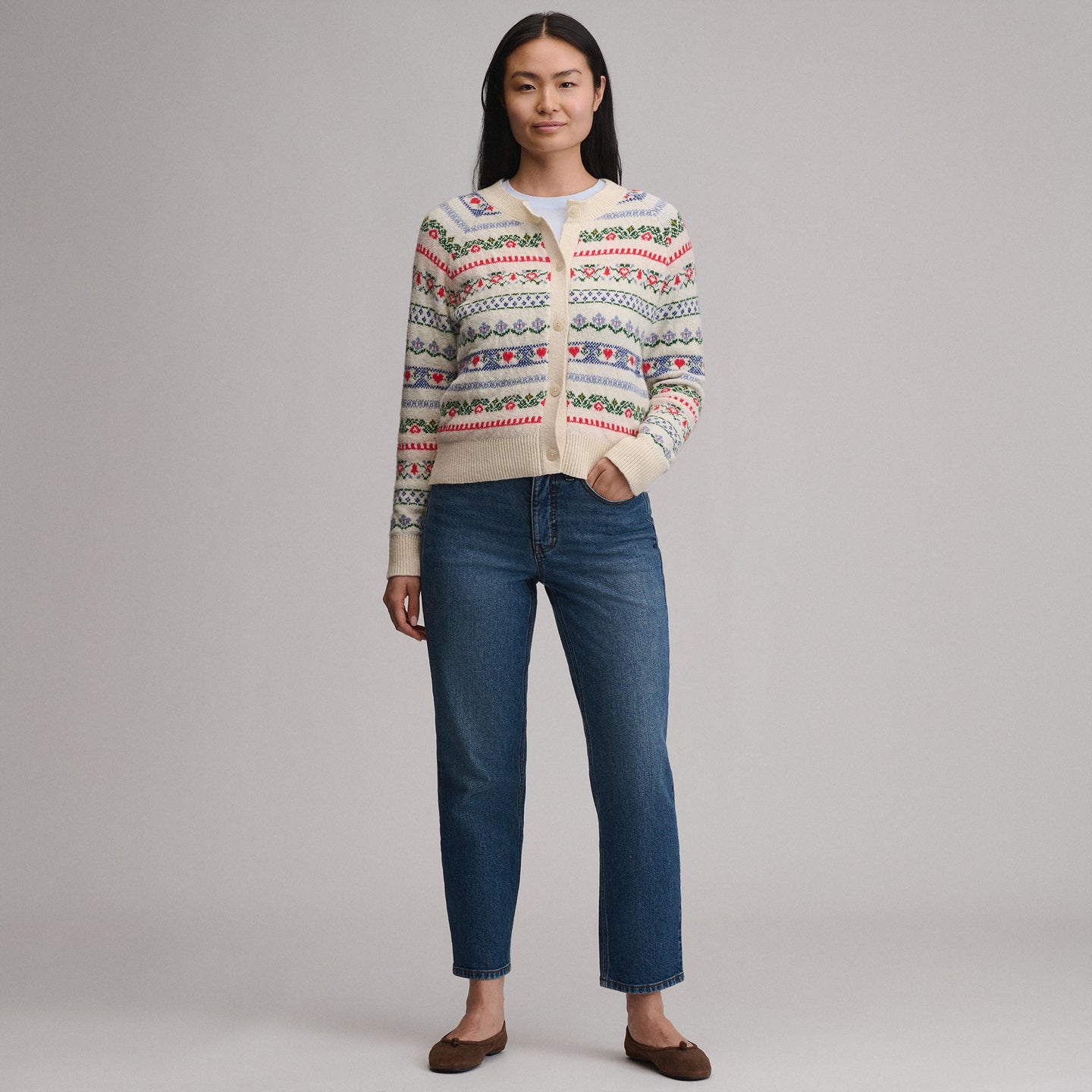 Women's Signature Cardigan Sweater - Novelty Stripe-Heather Oatmeal-4