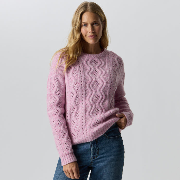 Women's Open Stitch Cable Crew Sweater