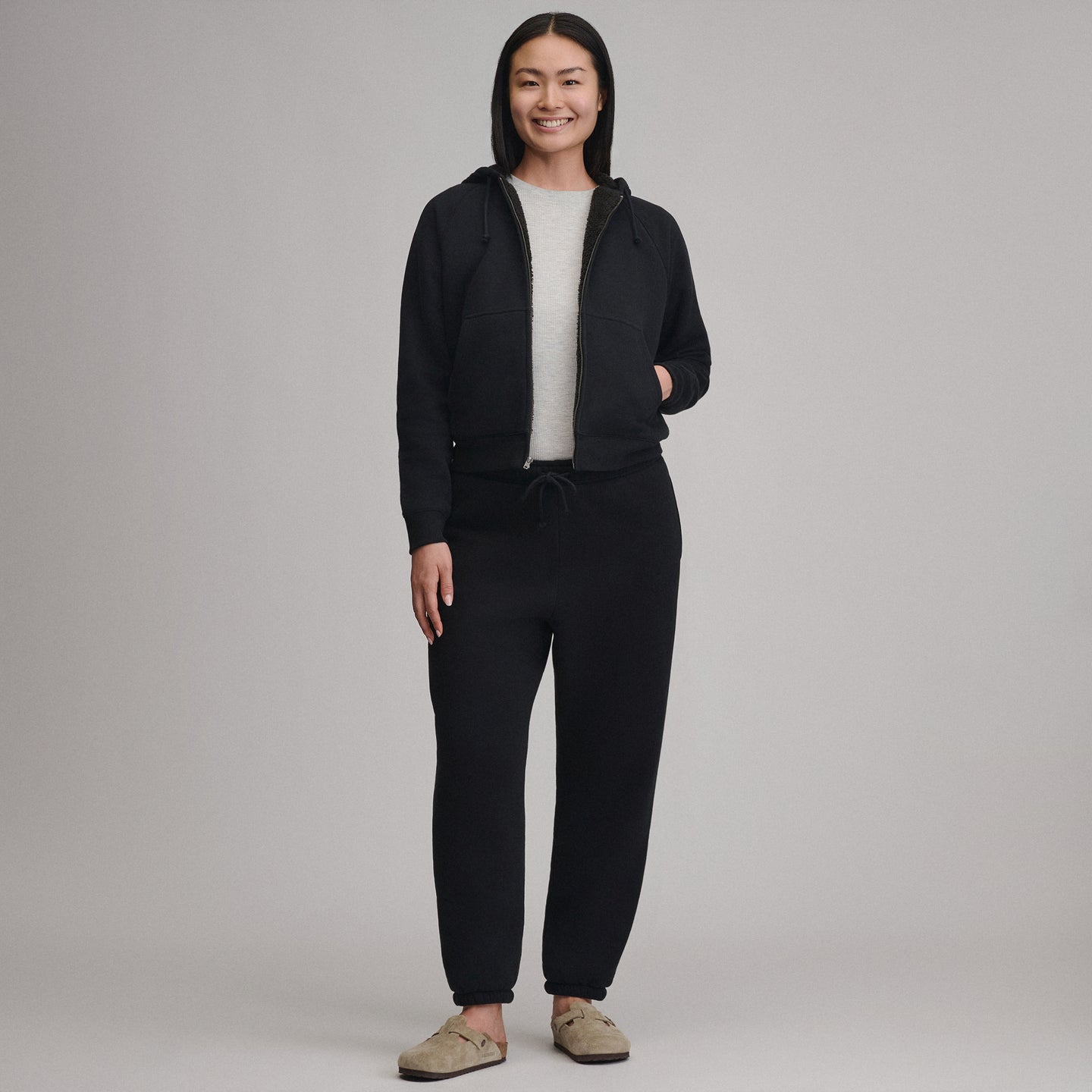Women's The Vintage Soft Faux Sherpa Lined Jogger-Blck-5
