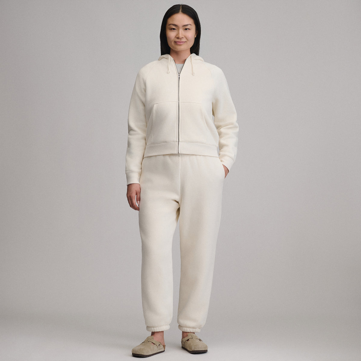 Women's The Vintage Soft Faux Sherpa Lined Jogger-Ivory-15