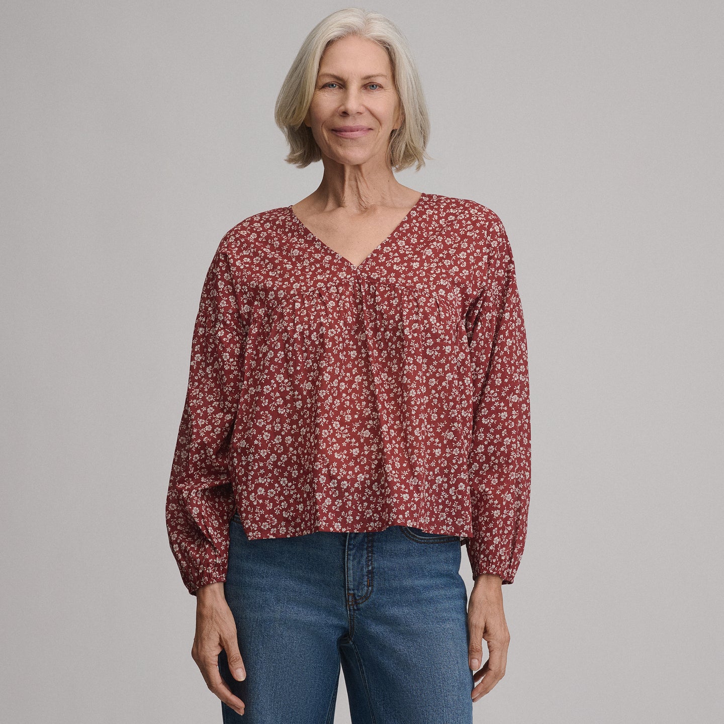 Women's Long-Sleeve V-Neck Relaxed Woven Popover-Sable-6
