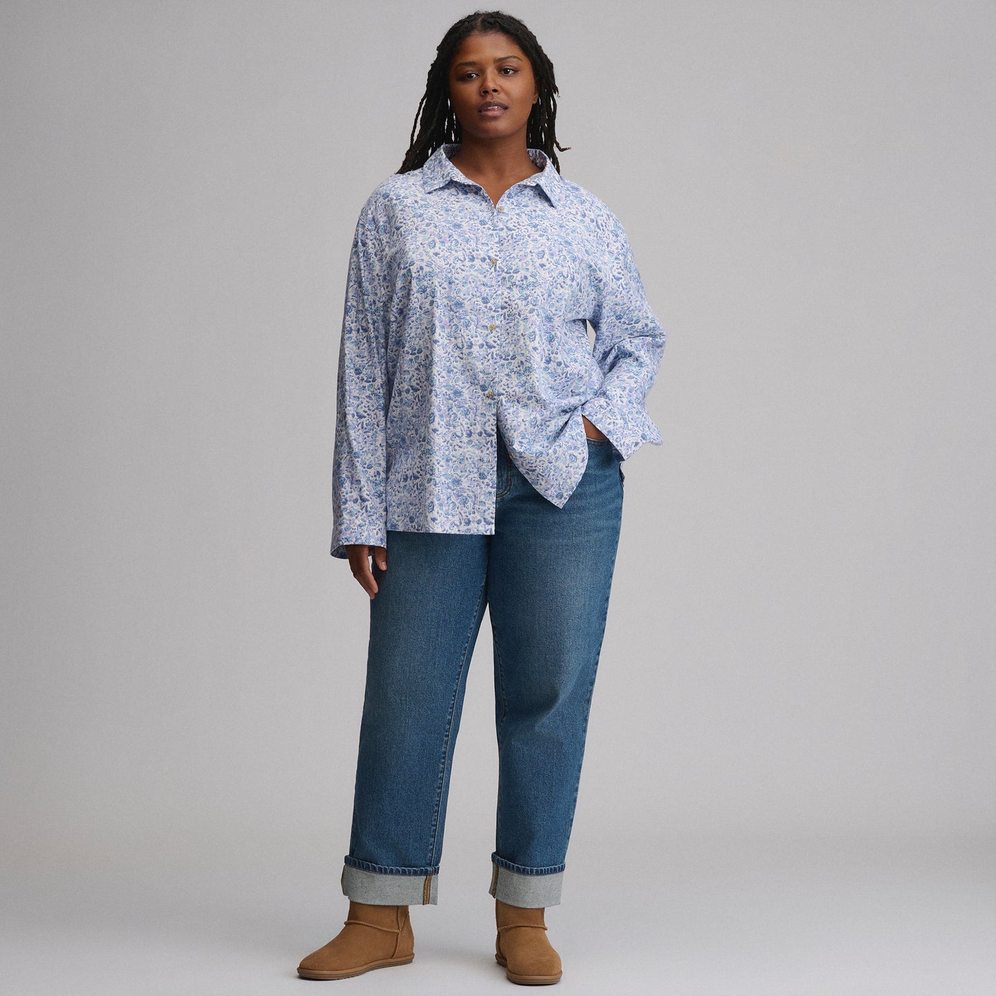 Women's Long-Sleeve Softened Sleep Shirt-Cascade-4