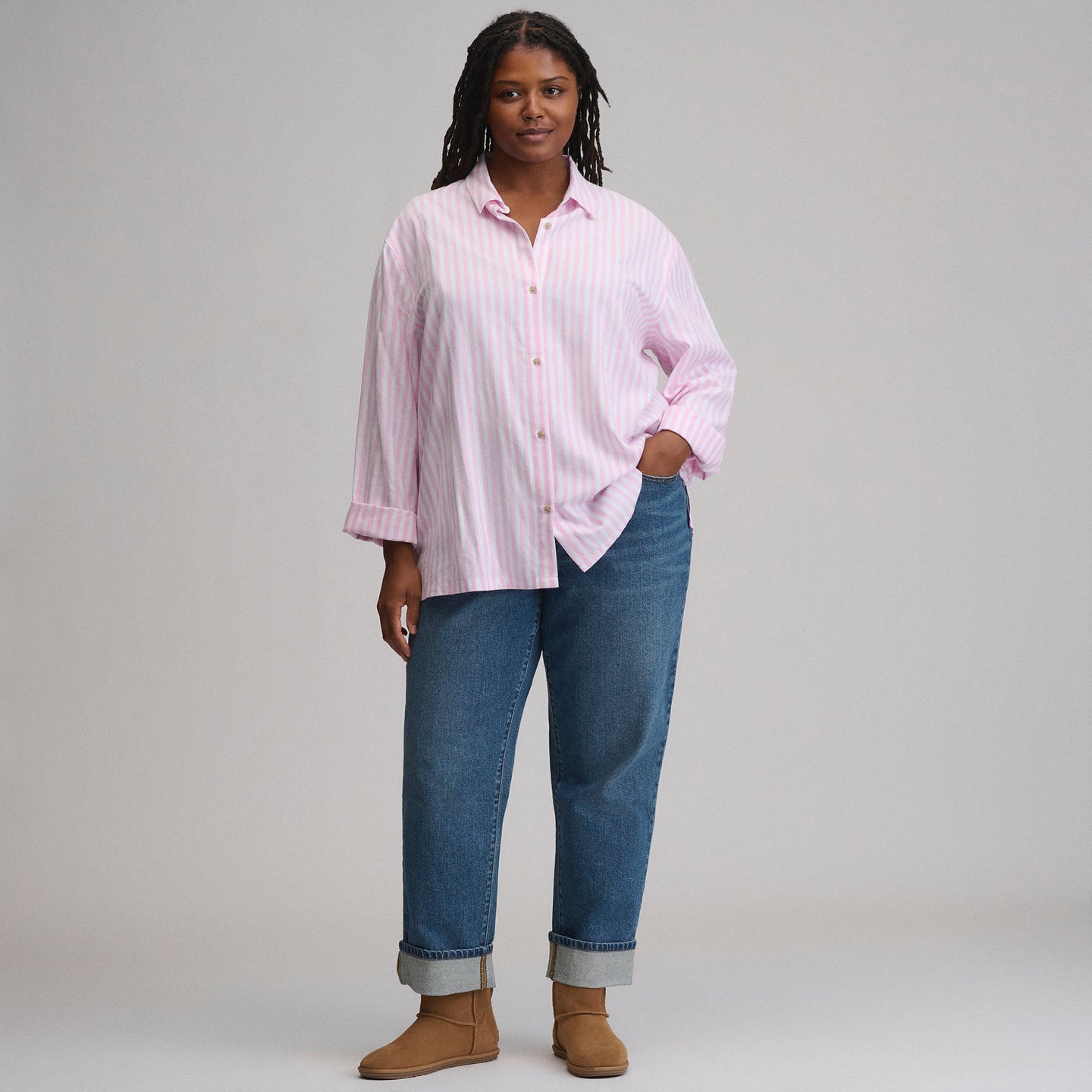 Women's Long-Sleeve Softened Sleep Shirt-Light Pink-8
