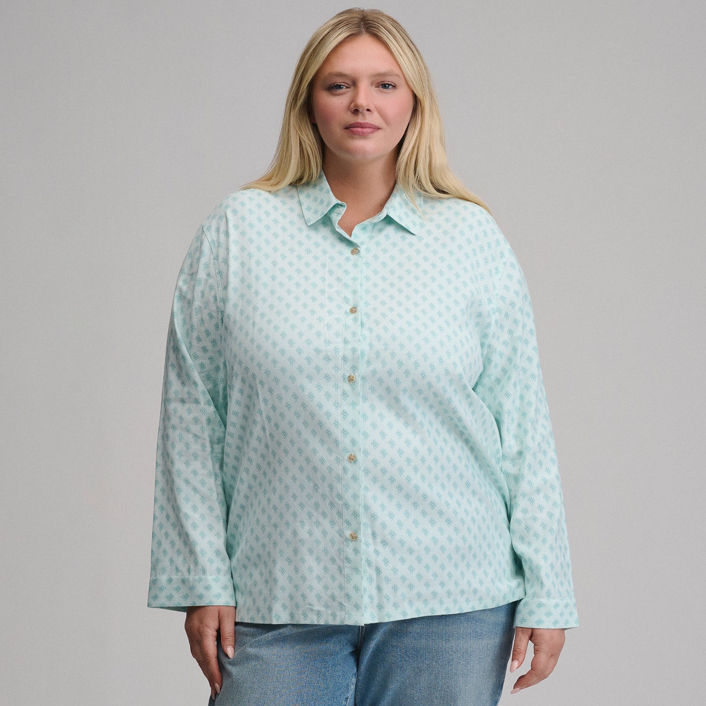 Women's Long-Sleeve Softened Sleep Shirt-Pepper Mint-13