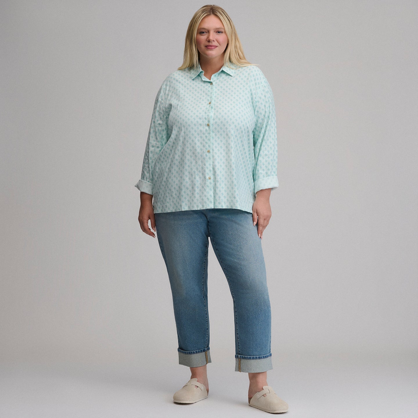 Women's Long-Sleeve Softened Sleep Shirt-Pepper Mint-16