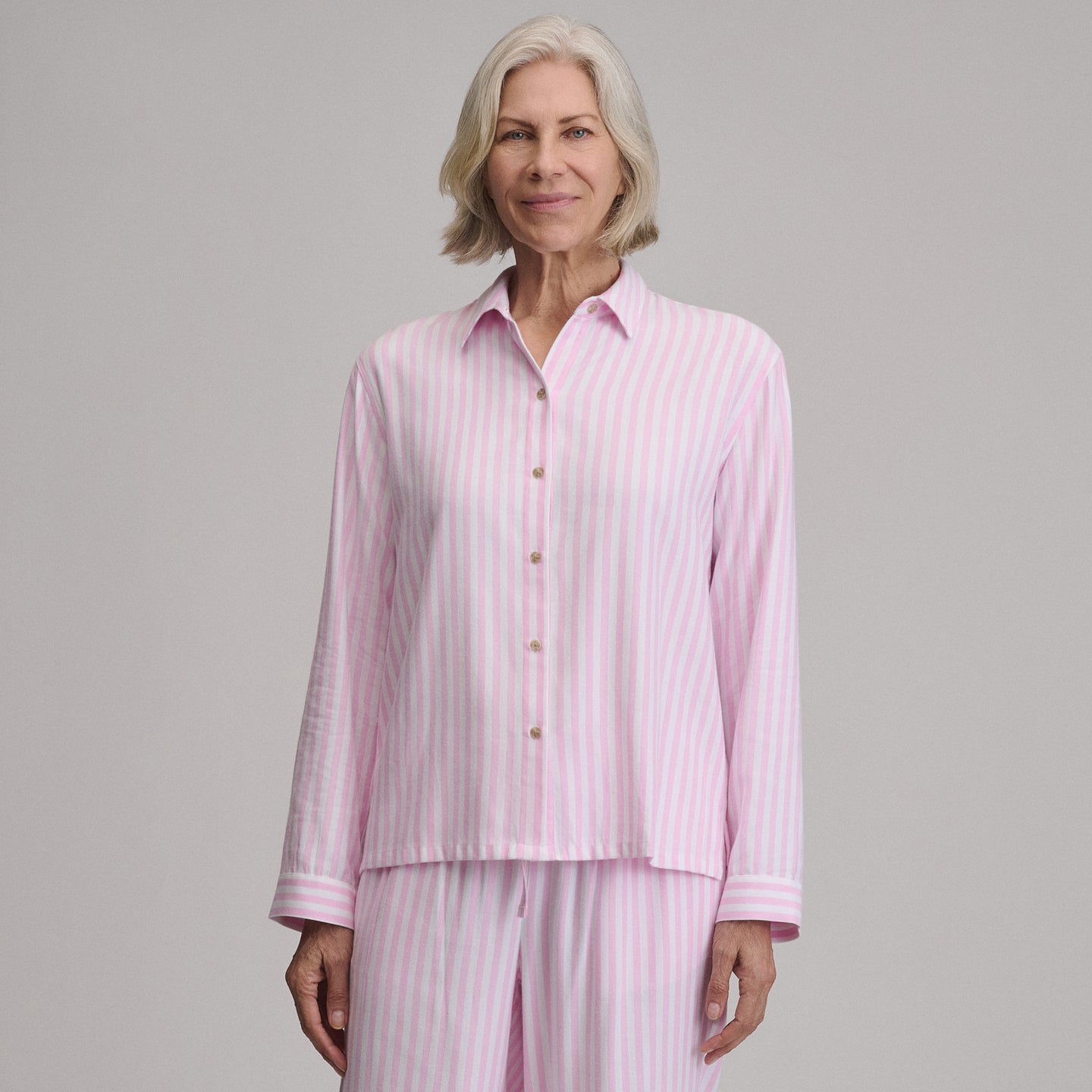Women's Long-Sleeve Softened Sleep Shirt-Light Pink-4
