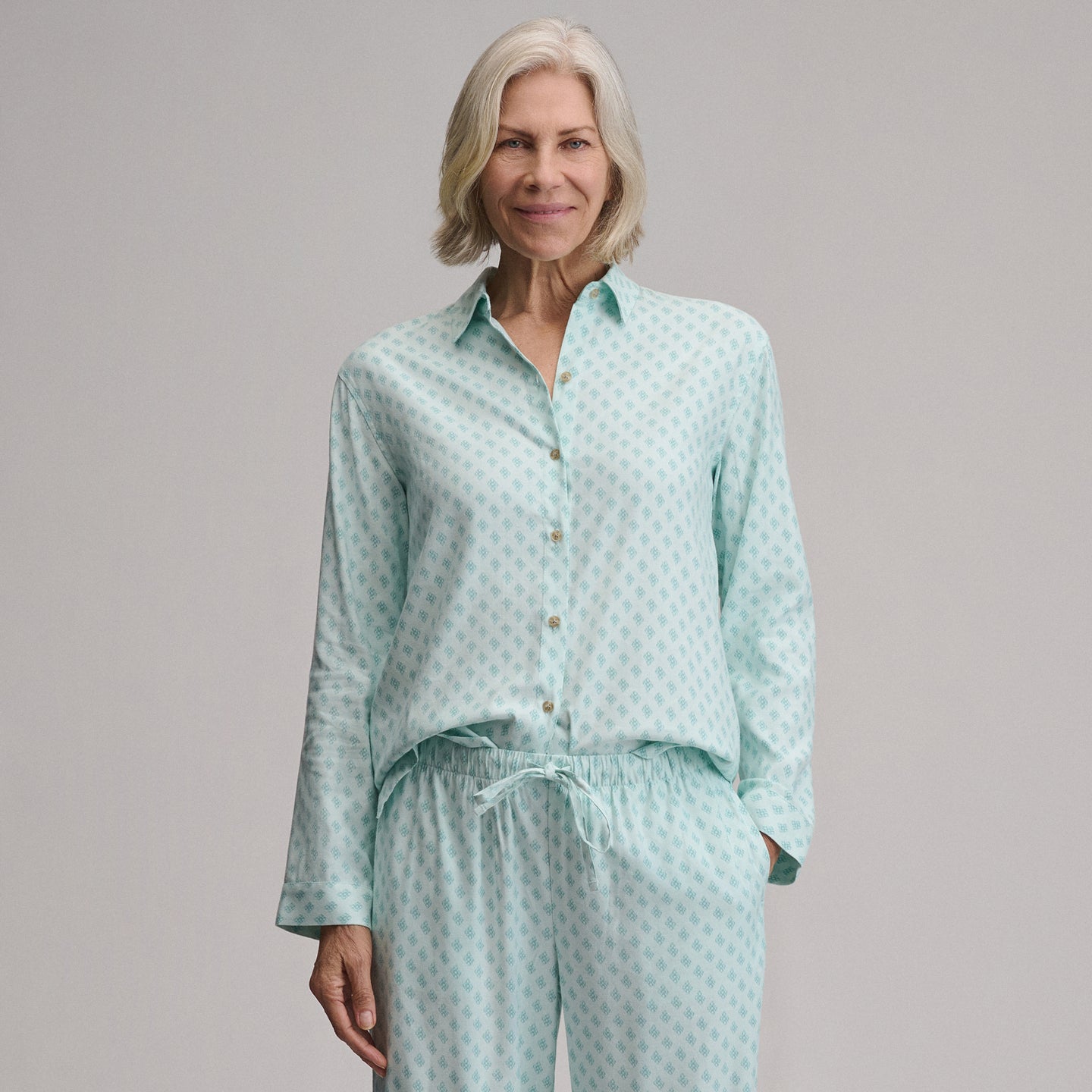 Women's Long-Sleeve Softened Sleep Shirt-Pepper Mint-11