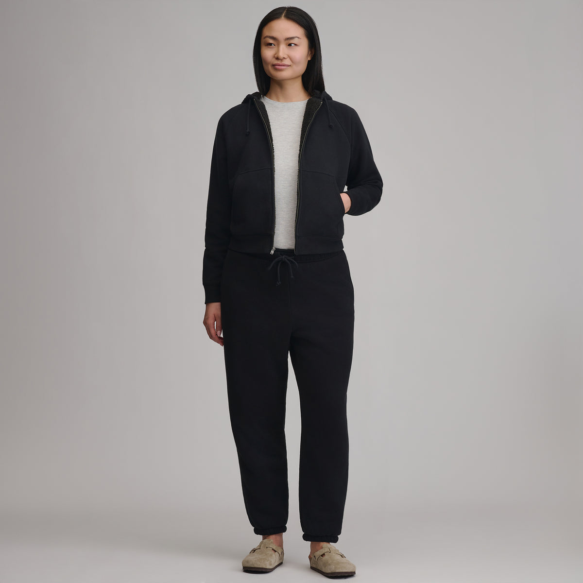 Women's Vintage Soft Faux Shearling Lined Full-Zip Hoodie