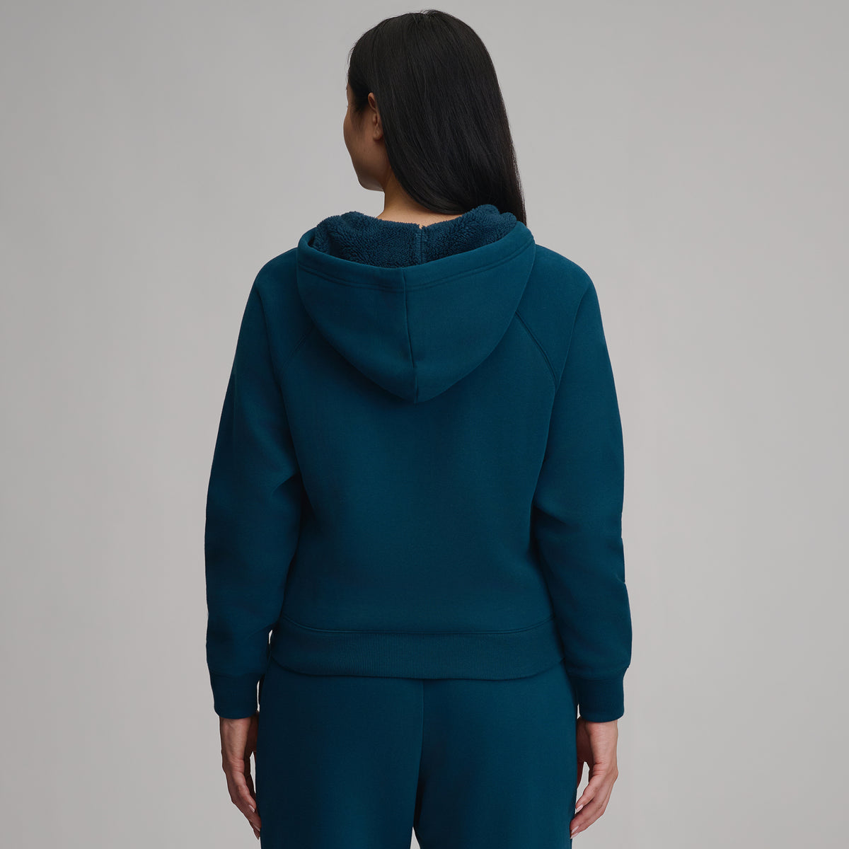 Women's Vintage Soft Faux Shearling Lined Full-Zip Hoodie