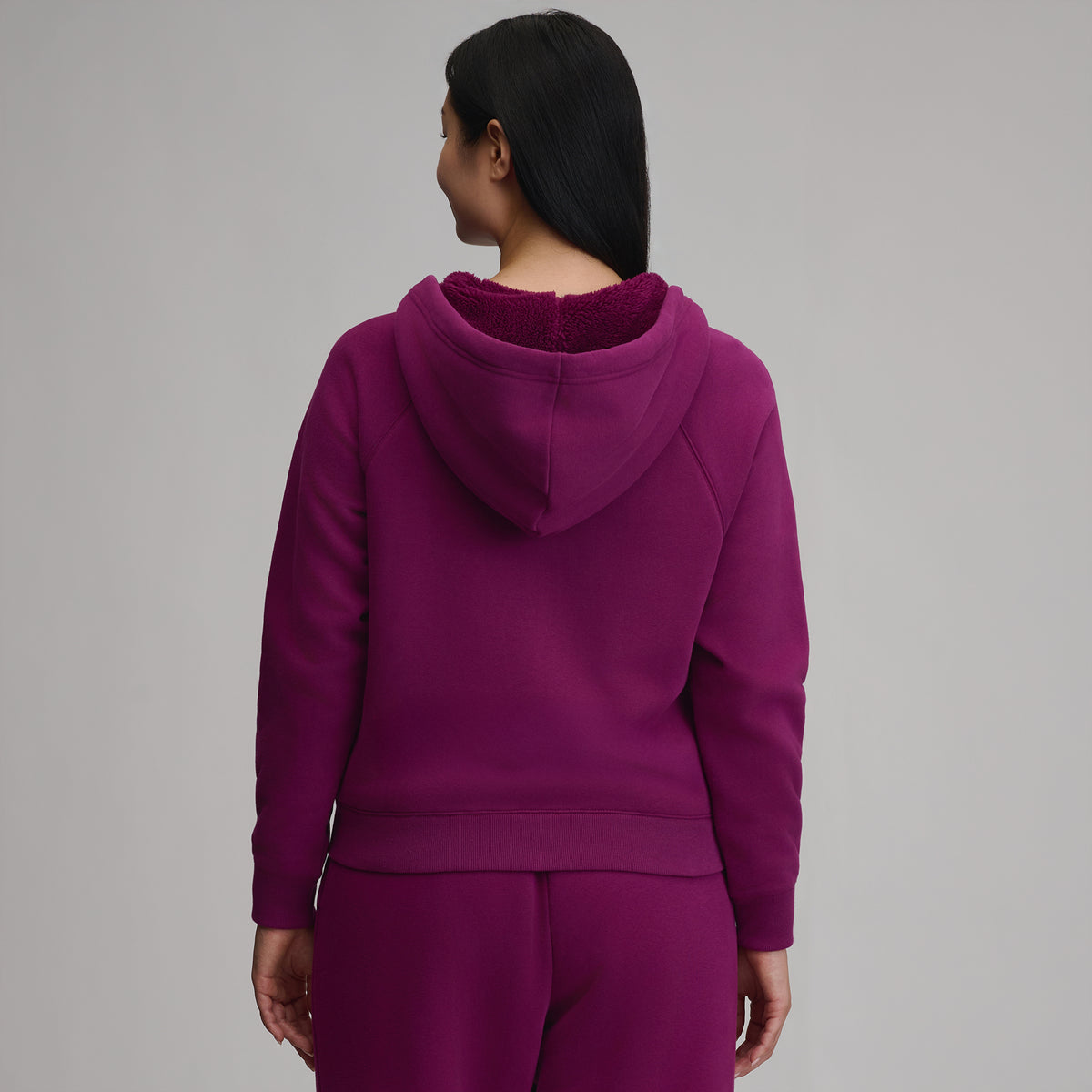 Women's Vintage Soft Faux Shearling Lined Full-Zip Hoodie