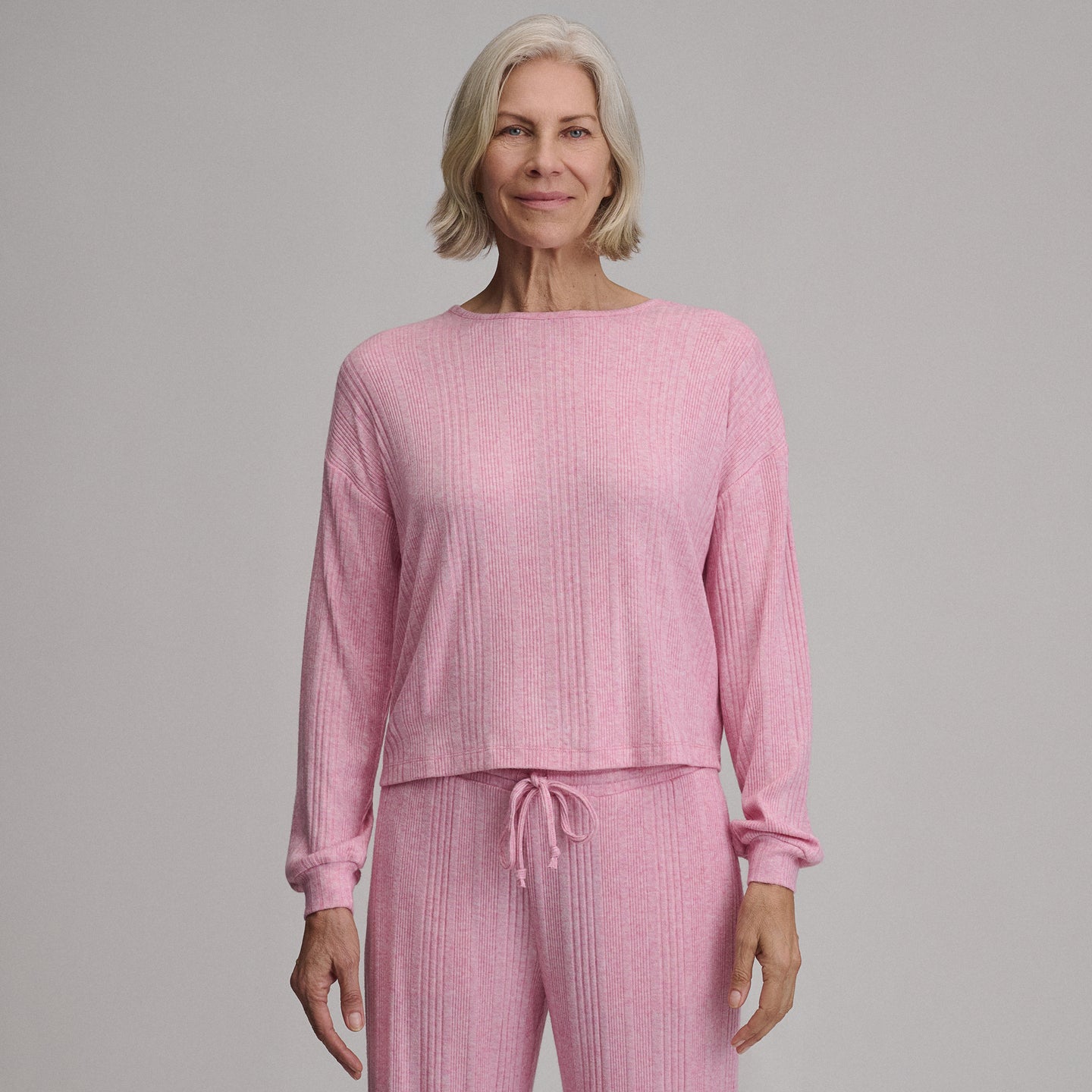 Women's Long-Sleeve Cozy Rib Crew-Blush-1