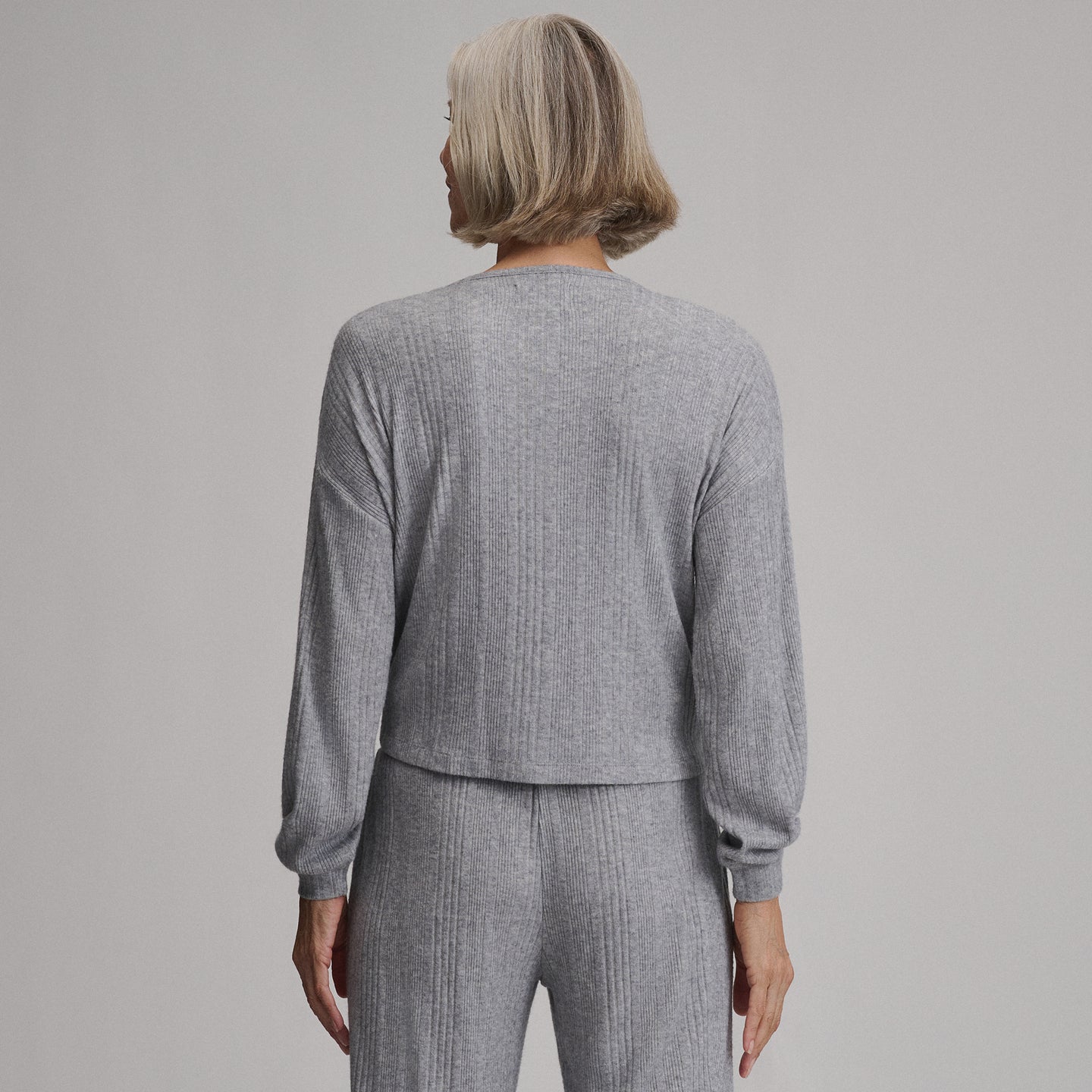 Women's Long-Sleeve Cozy Rib Crew-Light Hthr Gray-5
