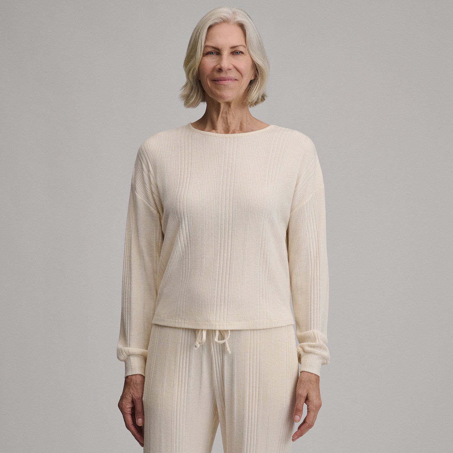 Women's Long-Sleeve Cozy Rib Crew-Heather Oatmeal-7