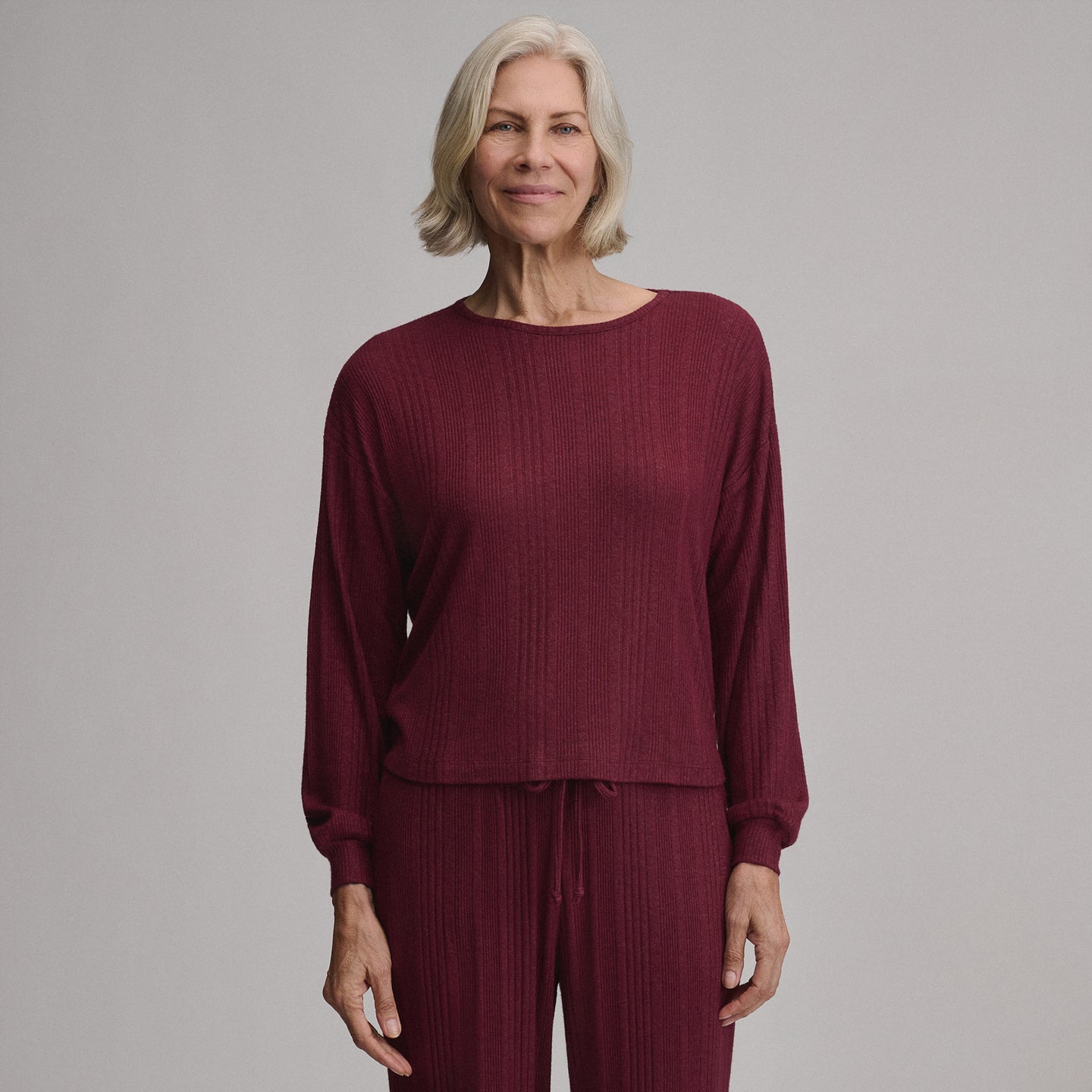 Women's Long-Sleeve Cozy Rib Crew-Tawny Port-10
