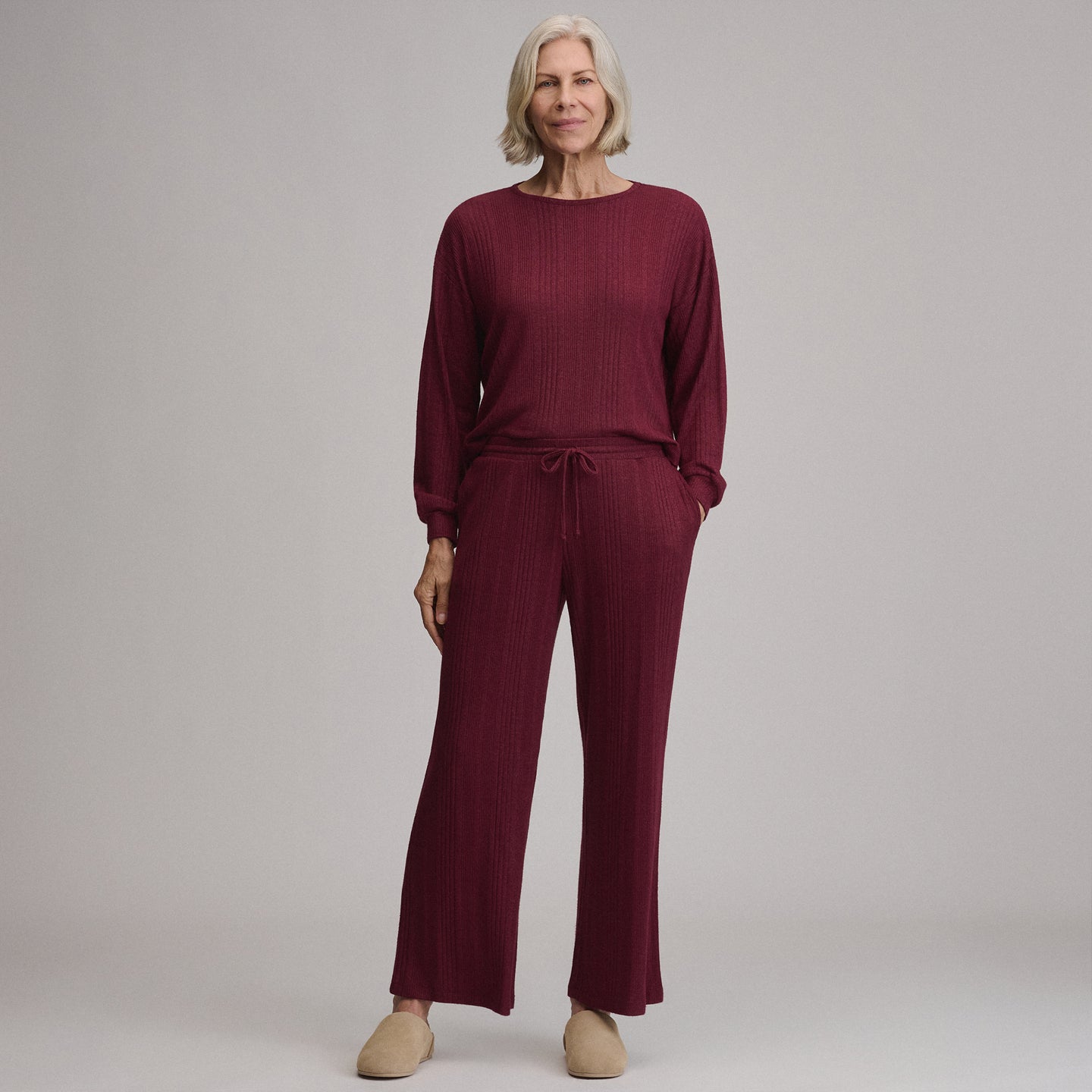 Women's Long-Sleeve Cozy Rib Crew-Tawny Port-13