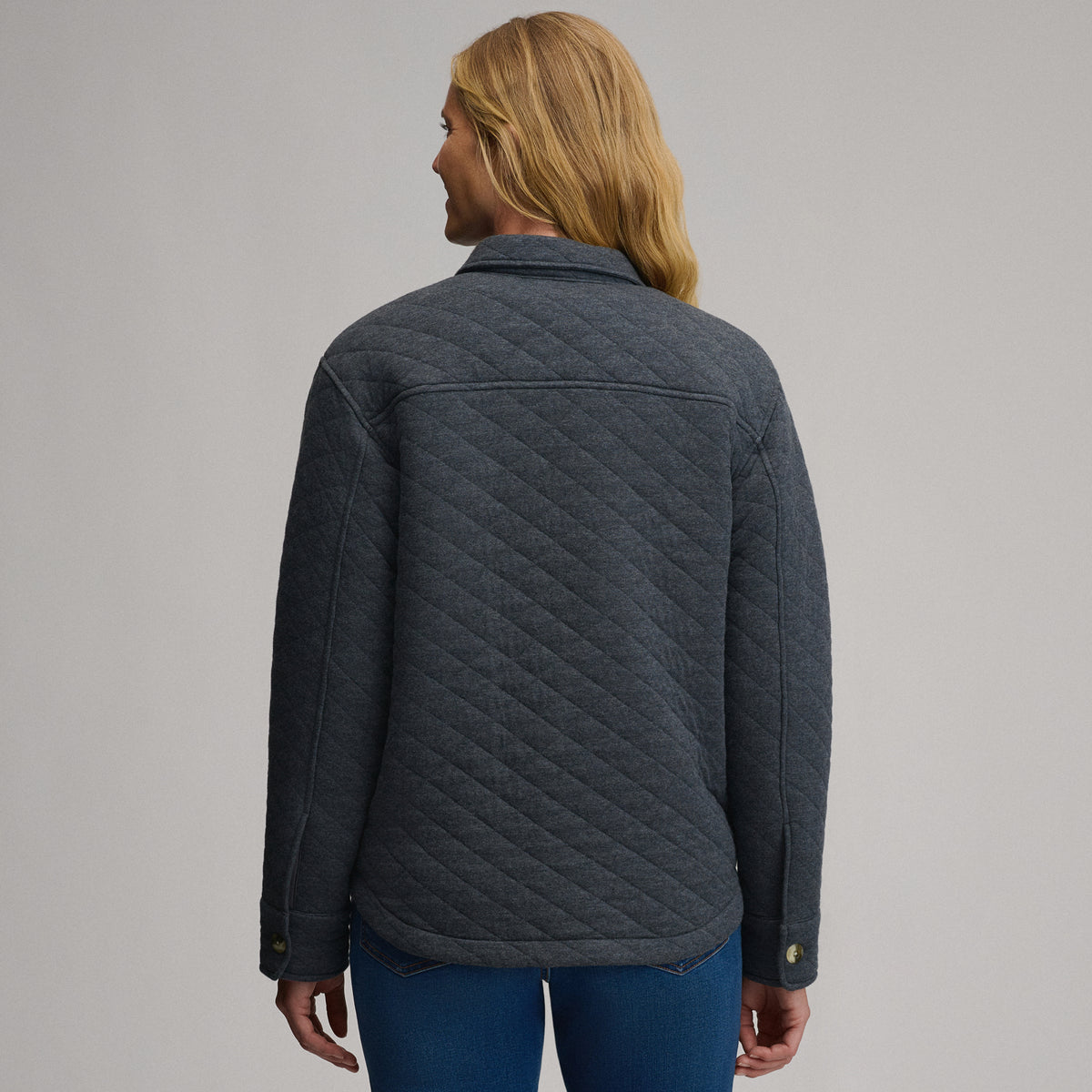 Women's Quilted Shirt Jacket-Charcoal Heather-2