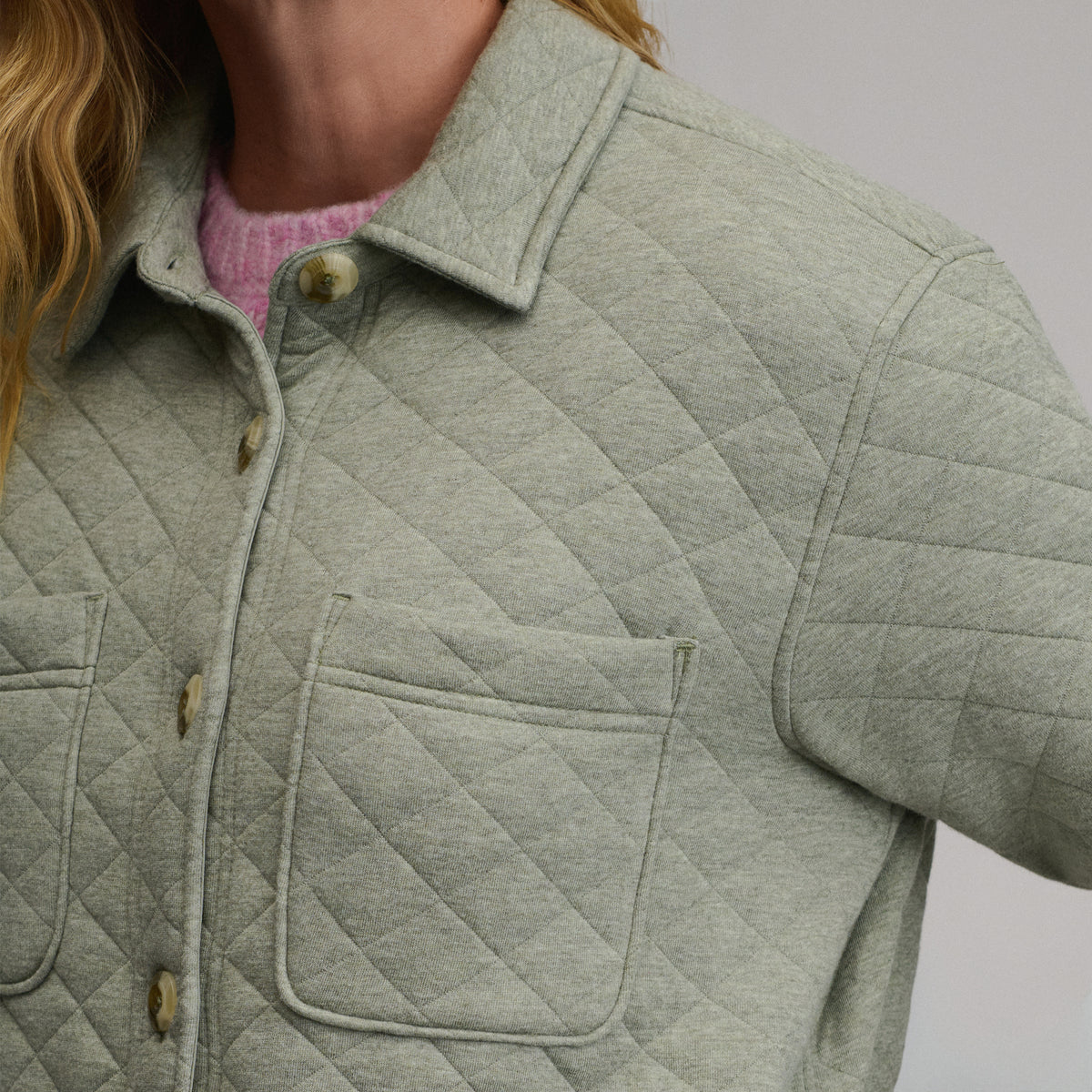 Women's Quilted Shirt Jacket-Sage-7