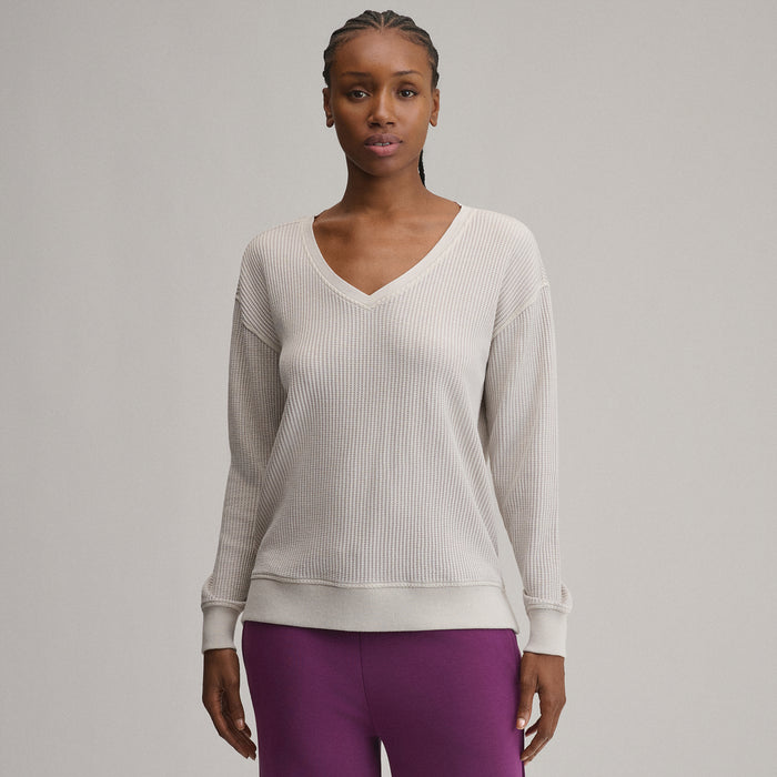 Women's Long-Sleeve V-Neck Boyfriend Thermal Crew