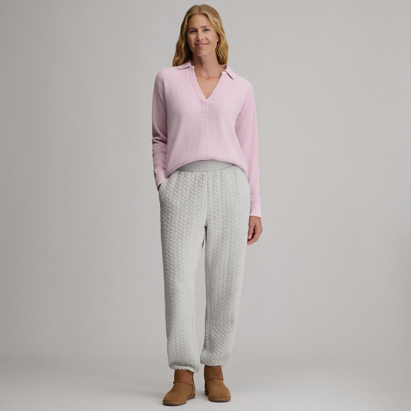 Women's Lounge Thermal Crew-Light Pink-8