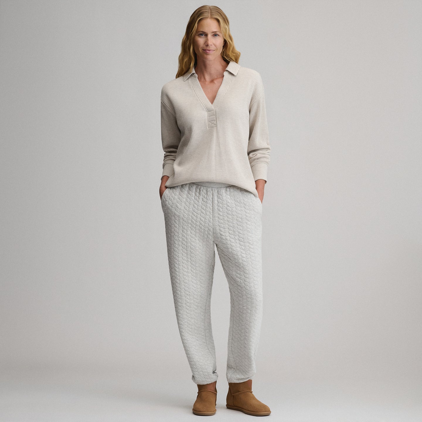 Women's Lounge Thermal Crew-Heather Oatmeal-16