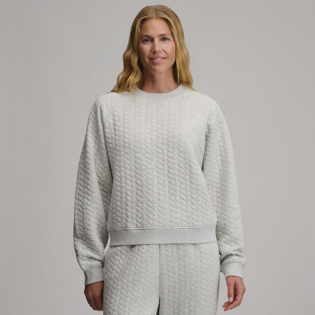 Women's Quilted Crew-Light Hthr Gray-5