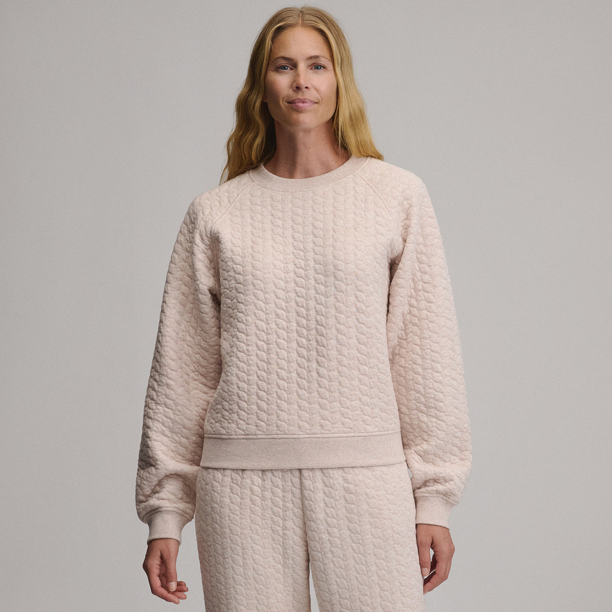 Women's Quilted Crew-Light Pink-9