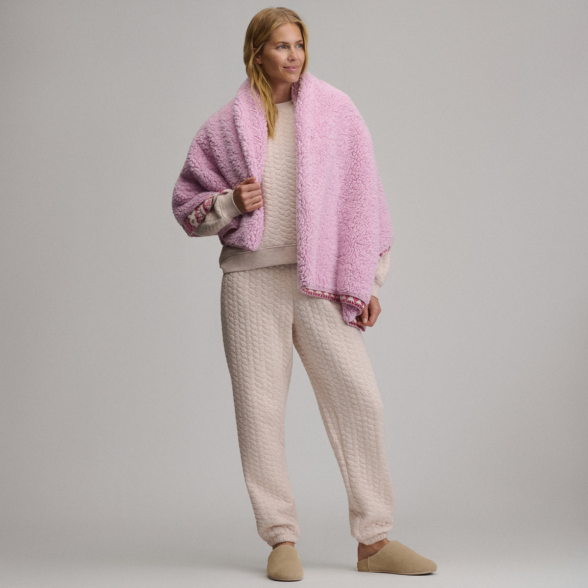 Women's Quilted Crew-Light Pink-12