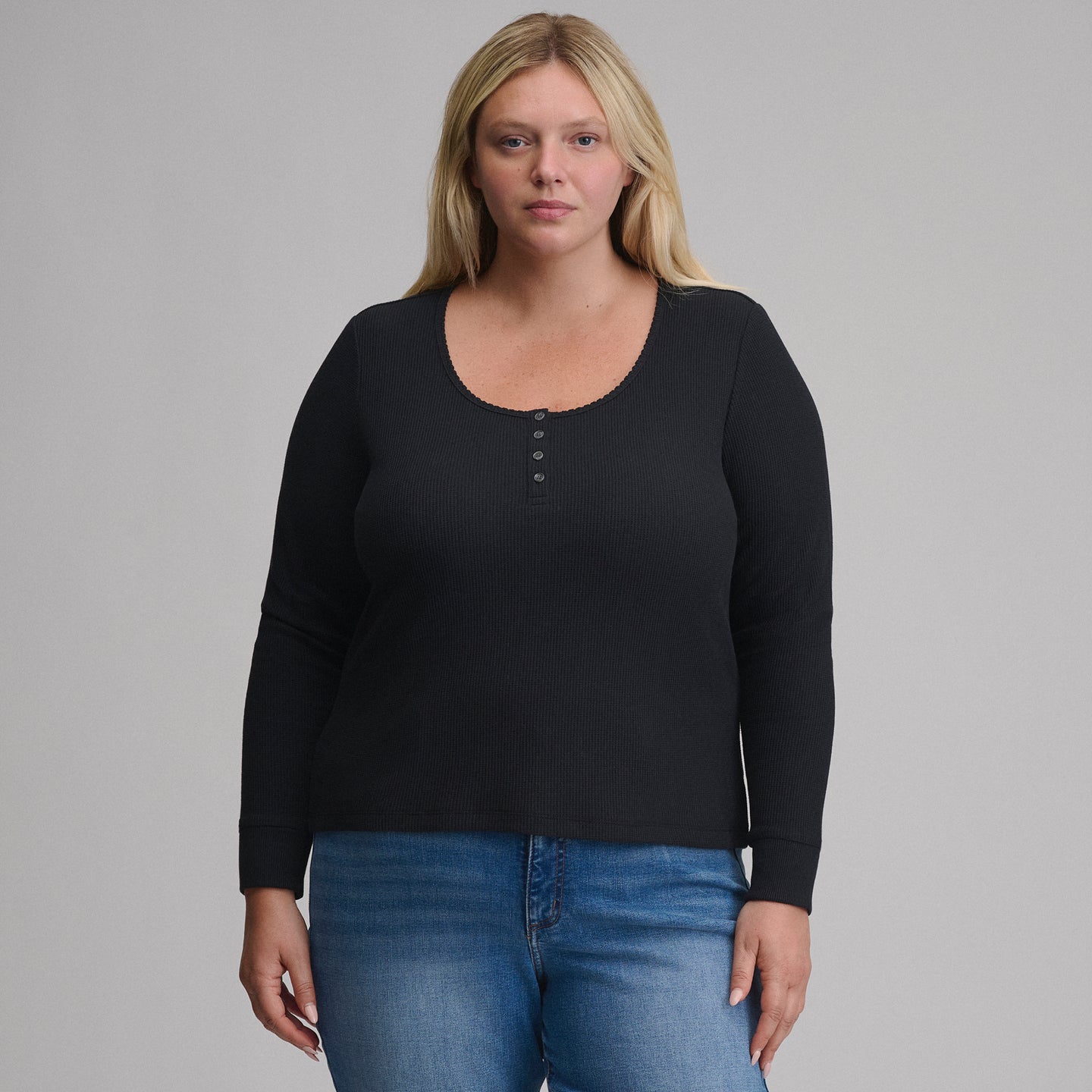 Women's Infinity Thermal Henley-Black-1