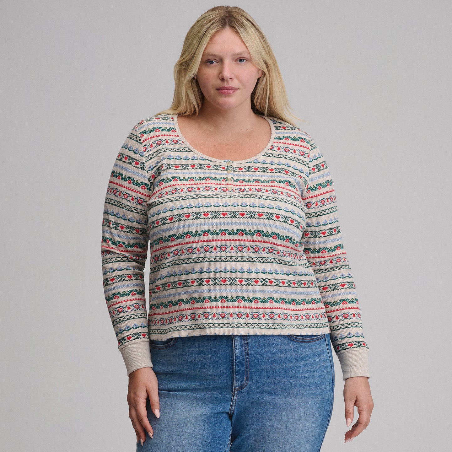 Women's Infinity Thermal Henley-Heather Oatmeal-16